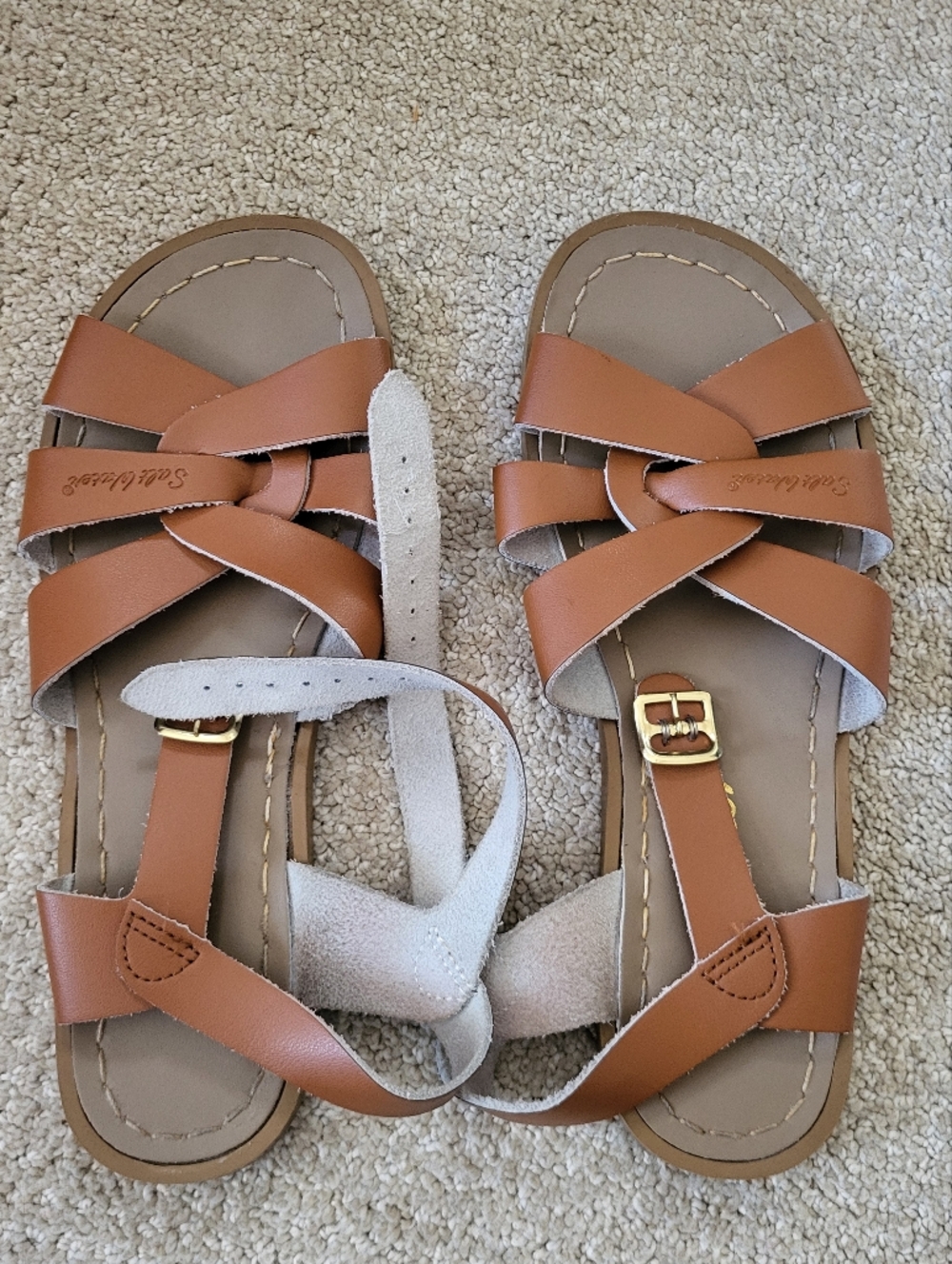 Salt Water Sandals, Girls Size 6, Brown